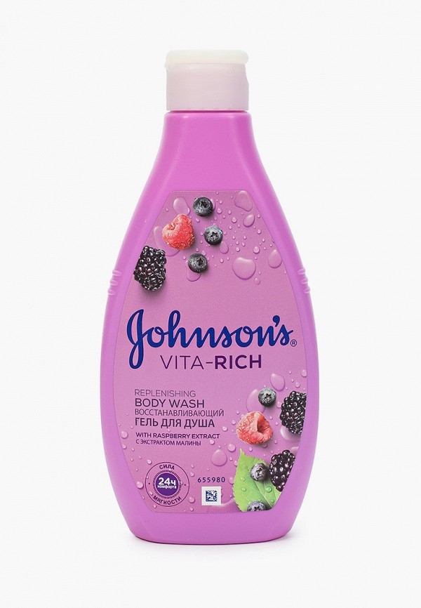 

Гель для душа Johnson & Johnson, Прозрачный, VITA-RICH Восстанавливающий с экстрактом малины c ароматом малины, 250 мл