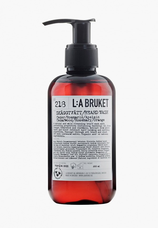 

Шампунь La Bruket, Прозрачный, для бороды, 218 Cedarwood/ Rosemary/Orange, 200 мл