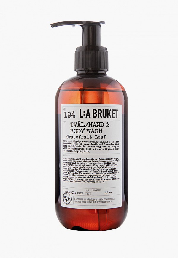 

Жидкое мыло La Bruket, Прозрачный, 194 GRAPEFRUIT LEAF Tval, 240 ml