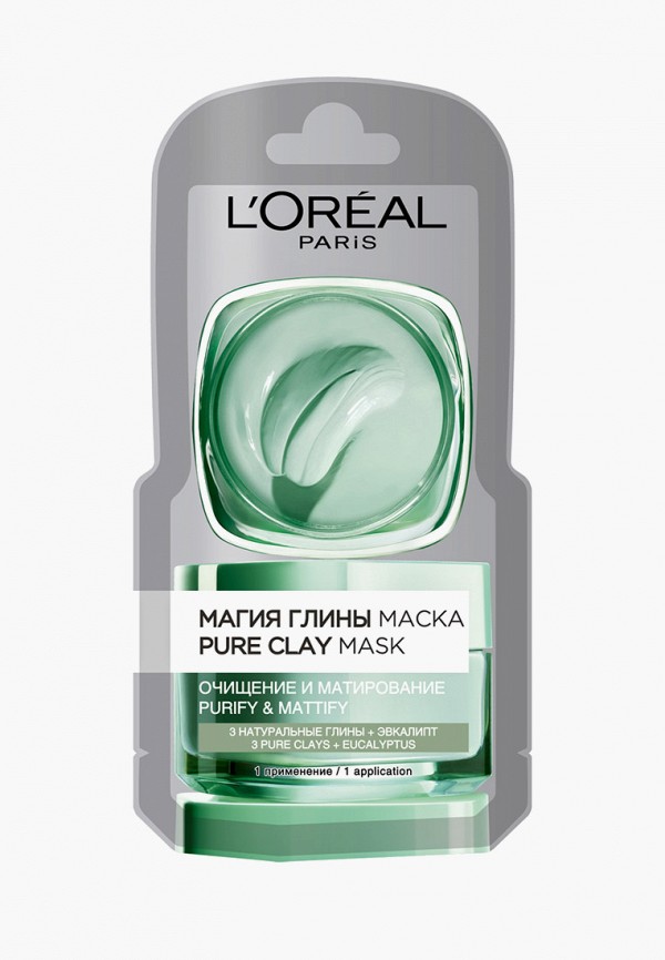 

Маска для лица L'Oreal Paris, Прозрачный, "Магия Глины" Очищение и Матирование для всех типов кожи, 6 мл, с эвкалиптом