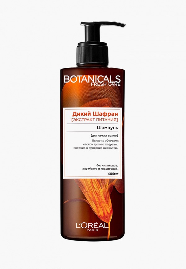 

Шампунь L'Oreal Paris, Прозрачный, Botanicals, Дикий Шафран, для сухих волос, питательный, 400 мл, без парабенов, силиконов и красителей