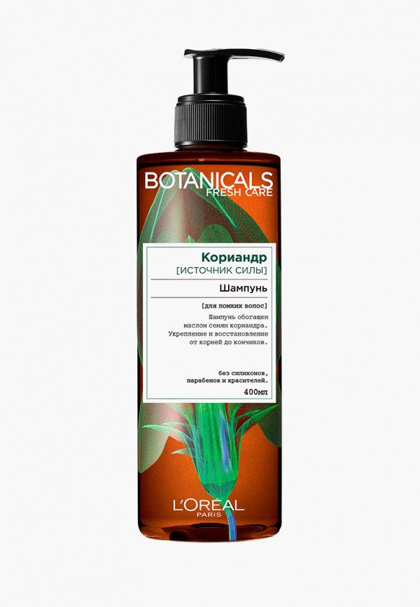 

Шампунь L'Oreal Paris, Коричневый, Botanicals, Кориандр, для ломких волос, укрепляющий, 400 мл, без парабенов, силиконов и красителей