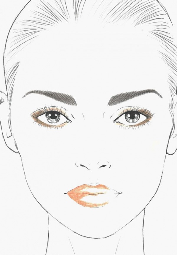Эскиз лица девушки для макияжа
