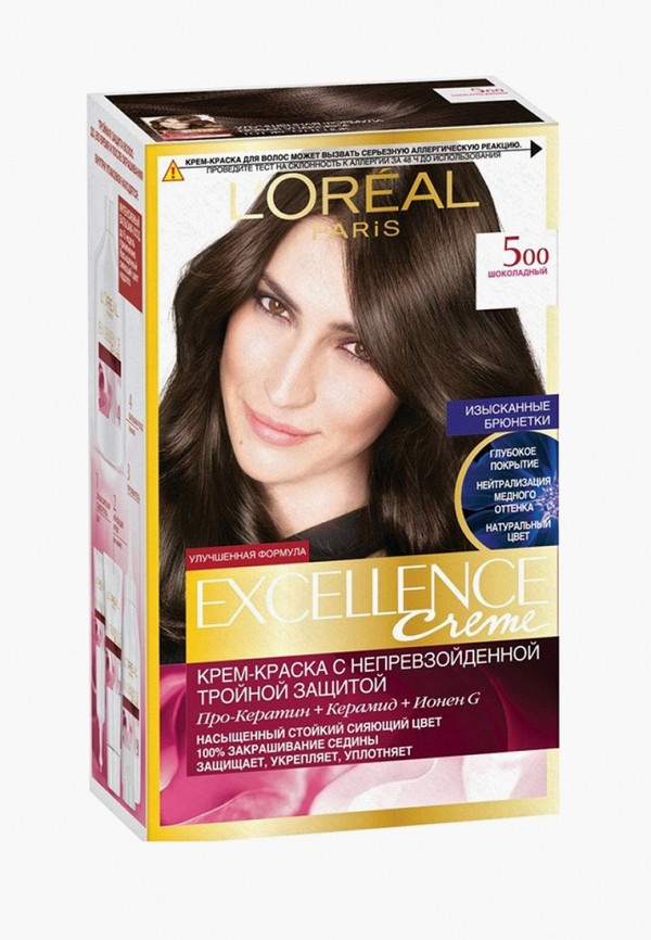 

Краска для волос L'Oreal Paris, Коричневый, "Excellence", оттенок 5.00, Шоколадный