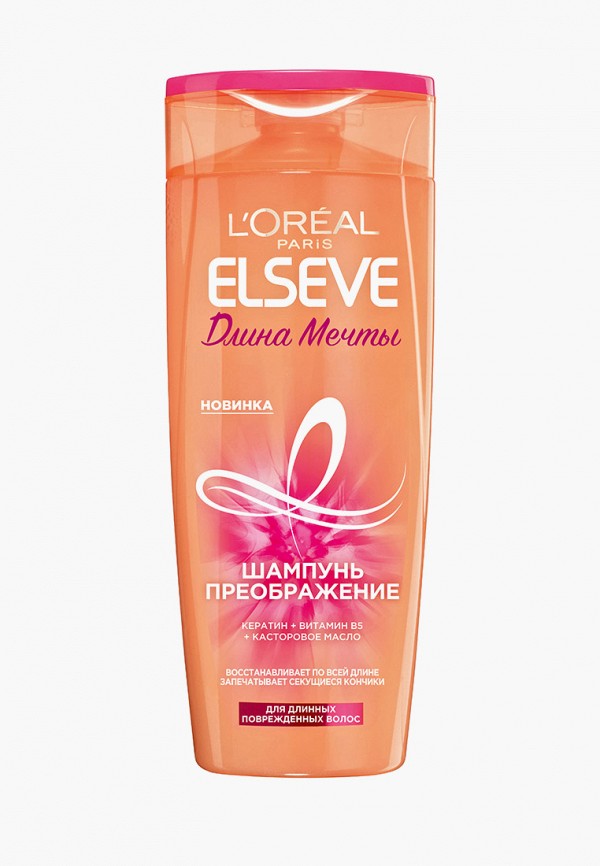 

Шампунь L'Oreal Paris, Оранжевый, Длина Мечты, для длинных поврежденных волос, с кератином, 400 мл