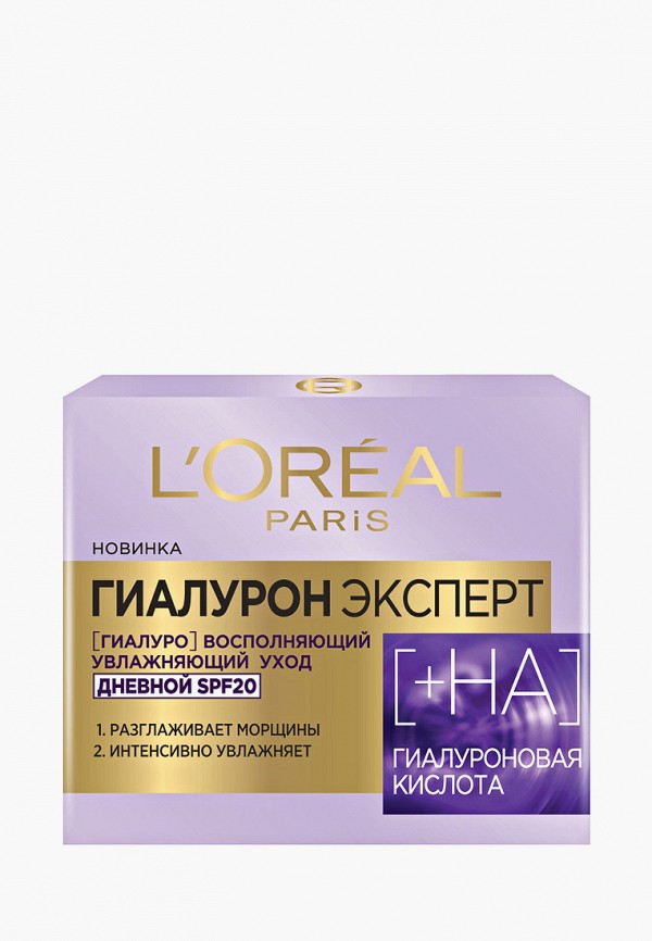

Крем для лица L'Oreal Paris, Прозрачный, дневной "Гиалурон Эксперт" с гиалуроновой кислотой, 50 мл, SPF20