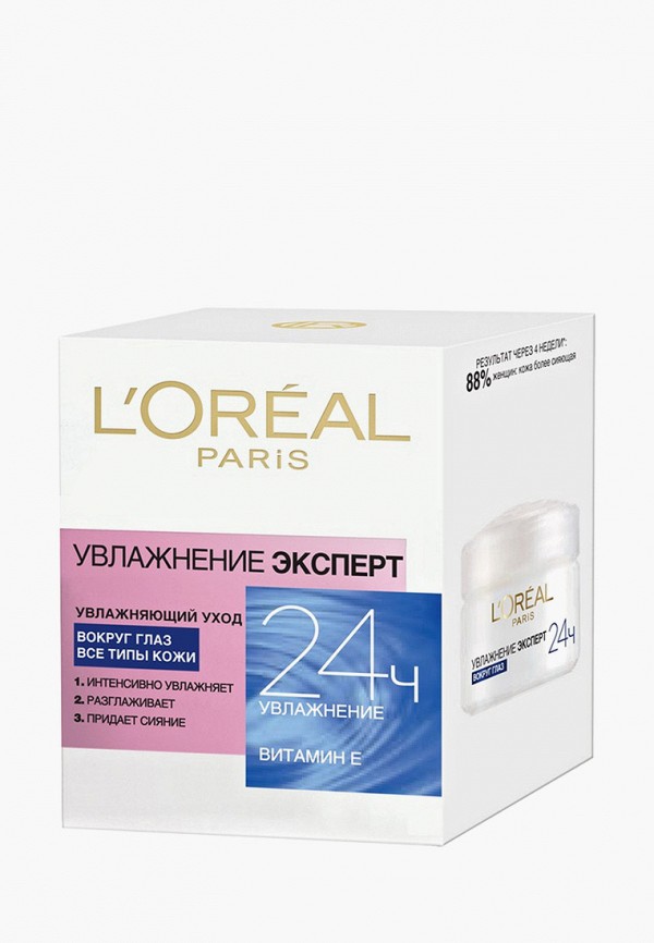 

Крем для кожи вокруг глаз L'Oreal Paris, Прозрачный, вокруг глаз "Увлажнение Эксперт", увлажняющий, 15 мл