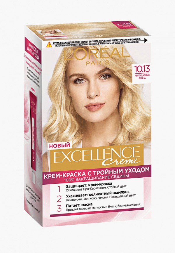 

Краска для волос L'Oreal Paris, Разноцветный, "Excellence", оттенок 10.13, Легендарный блонд