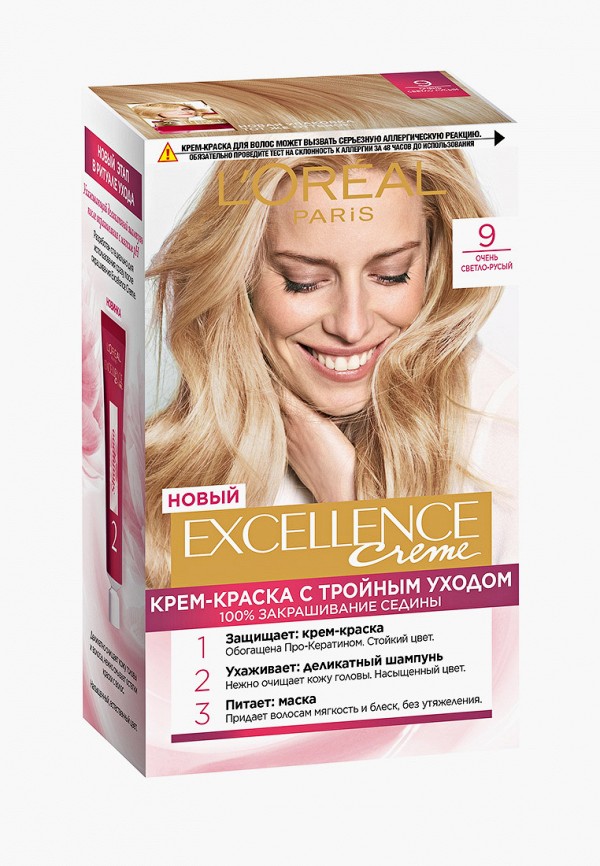 

Краска для волос L'Oreal Paris, Бежевый, "Excellence"
