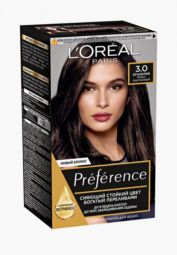 

Краска для волос L'Oreal Paris, Коричневый, "Preference", оттенок 3, Бразилия