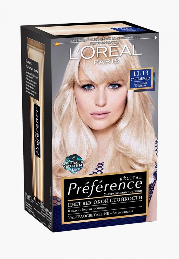 

Краска для волос L'Oreal Paris, Бежевый, "Preference", оттенок 11.13, Бежевый Ультраблонд