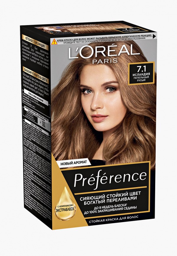 

Краска для волос L'Oreal Paris, "Preference", оттенок 7.1, Исландия