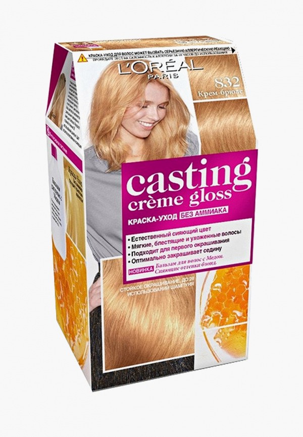 

Краска для волос L'Oreal Paris, Бежевый, "Casting Creme Gloss" без аммиака, оттенок 832, Крем-брюле