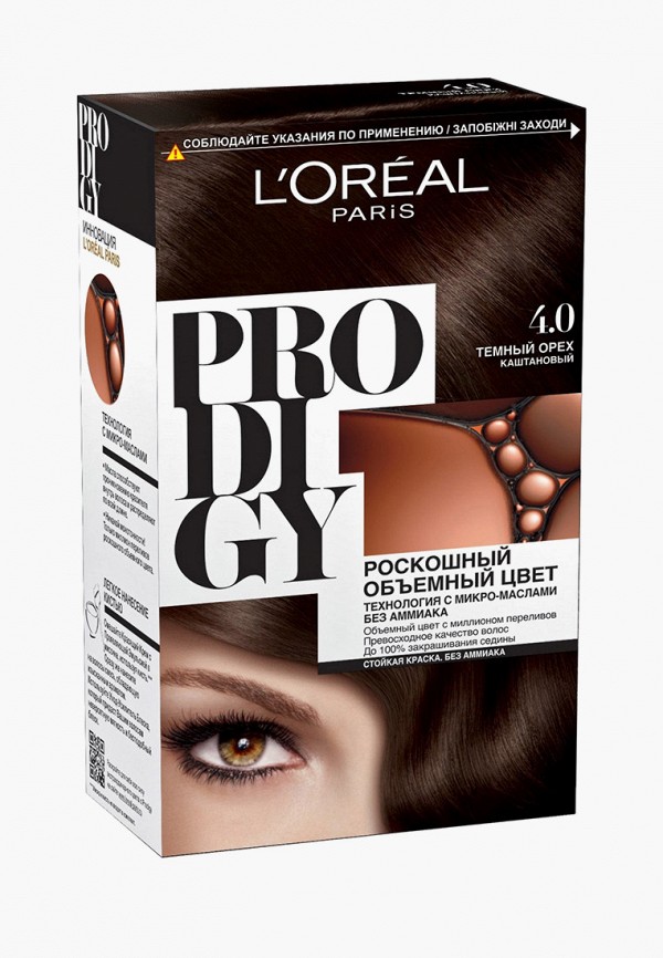 

Краска для волос L'Oreal Paris, "Prodigy" без аммиака, оттенок 4., Темный Орех, Коричневый