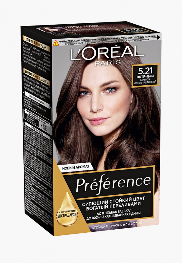 

Краска для волос L'Oreal Paris, Коричневый, "Preference", оттенок 5.21, Нотр-Дам