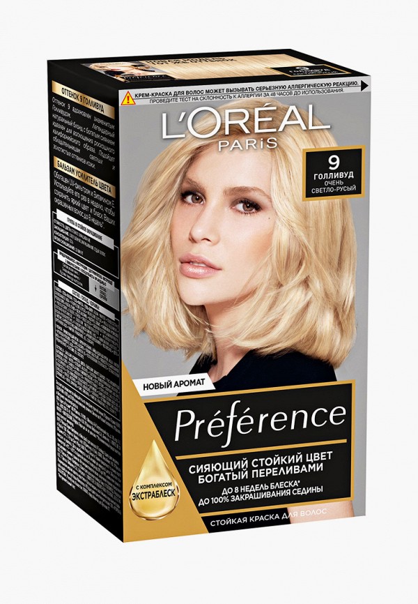 

Краска для волос L'Oreal Paris, Бежевый, "Preference", оттенок 9, Голливуд