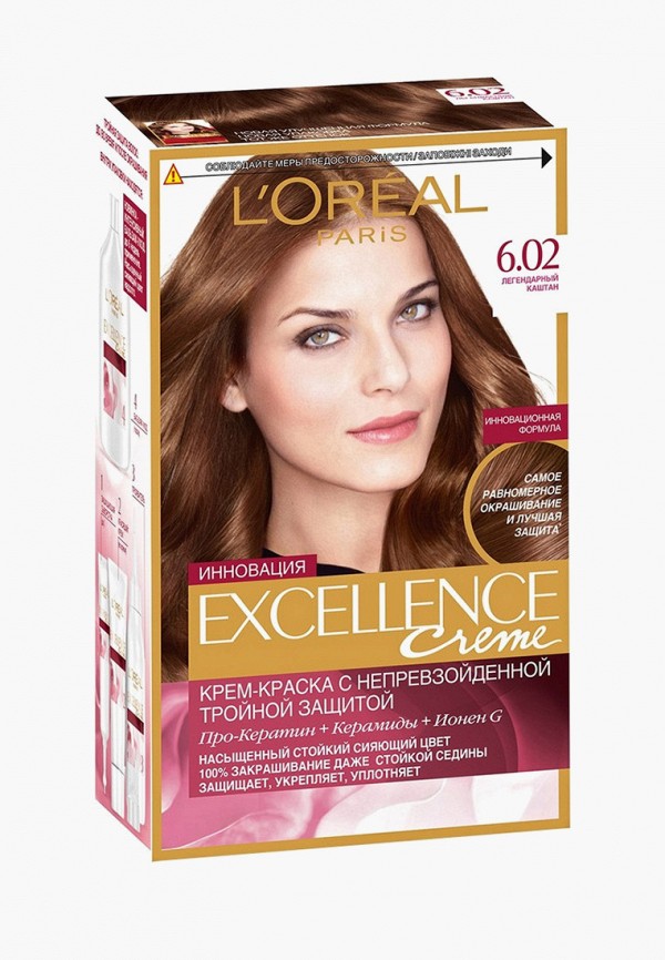 

Краска для волос L'Oreal Paris, "Excellence", оттенок 6.02, Легендарный каштан, Коричневый