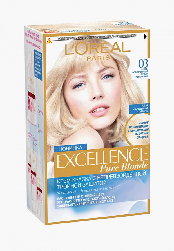 

Краска для волос L'Oreal Paris, "Excellence", оттенок 03, Светло-светло-русый пепельный