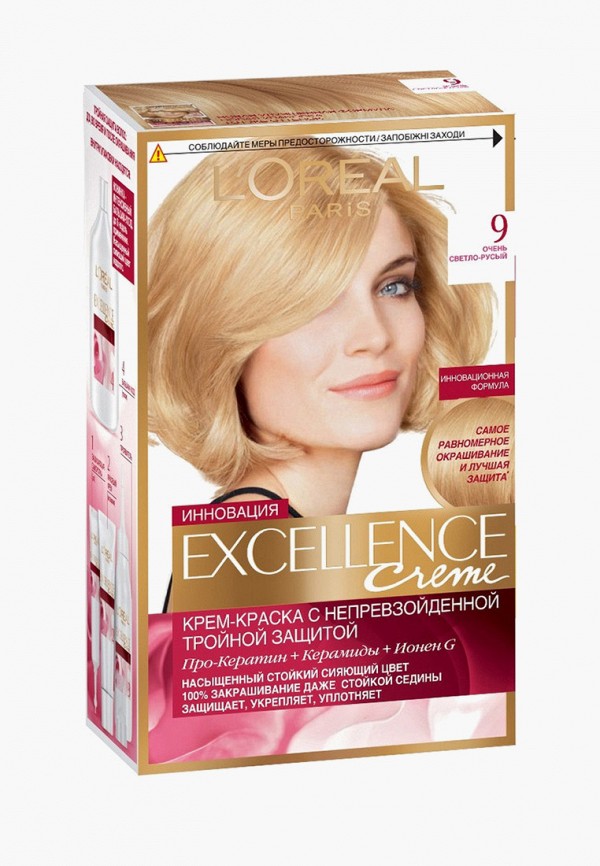 

Краска для волос L'Oreal Paris, "Excellence", оттенок 9, Очень светло-русый