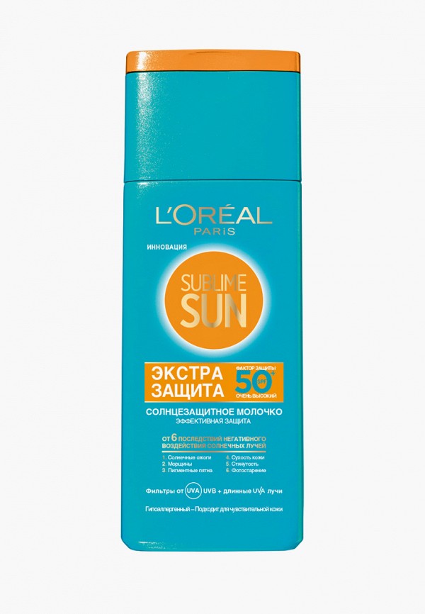 

Молочко солнцезащитное L'Oreal Paris, для тела Sublime Sun "Экстра защита", гипоаллергенное, SPF 50, 200 мл, Прозрачный