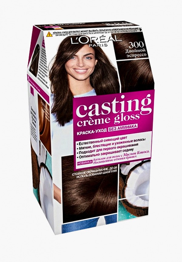 

Краска для волос L'Oreal Paris, "Casting Creme Gloss" без аммиака, оттенок 300, Двойной Эспрессо