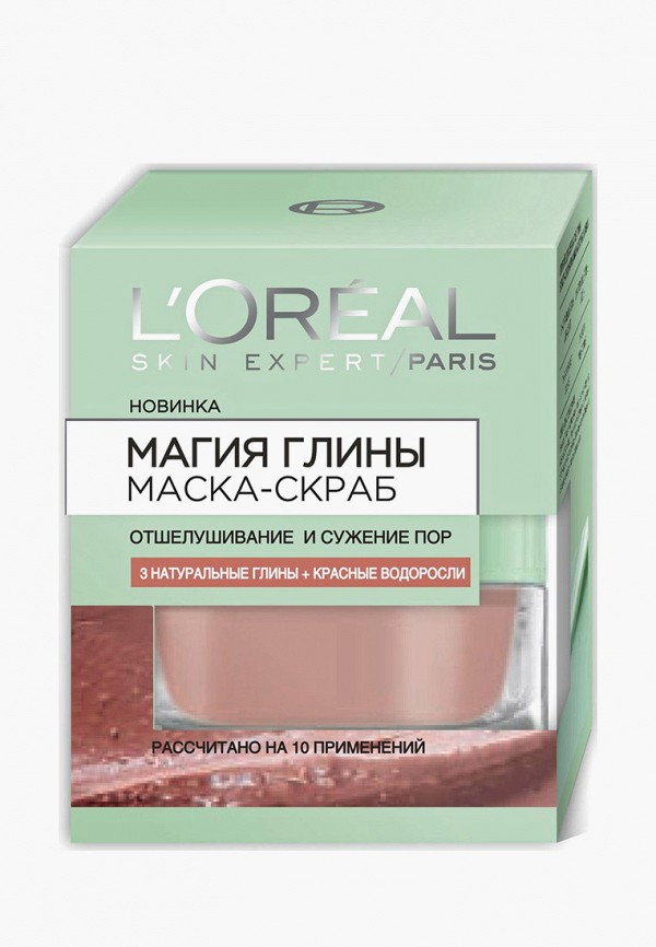 

Маска для лица L'Oreal Paris, Коричневый, "Магия Глины" Отшелушивание и Сужение пор, для всех типов кожи, 50 мл