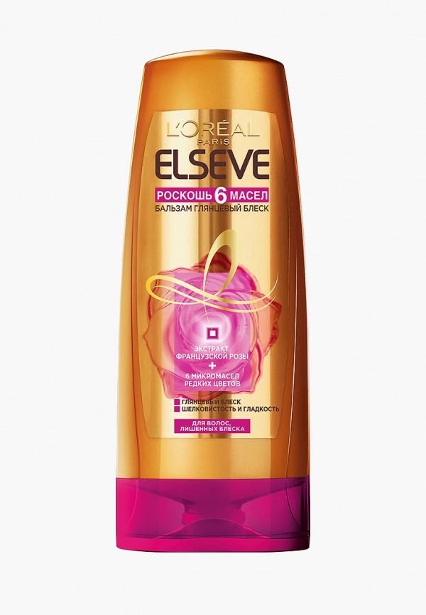

Бальзам для волос L'Oreal Paris, Желтый, Эльсев, Роскошь 6 масел, глянцевый блеск, для волос, лишенных блеска, 200 мл