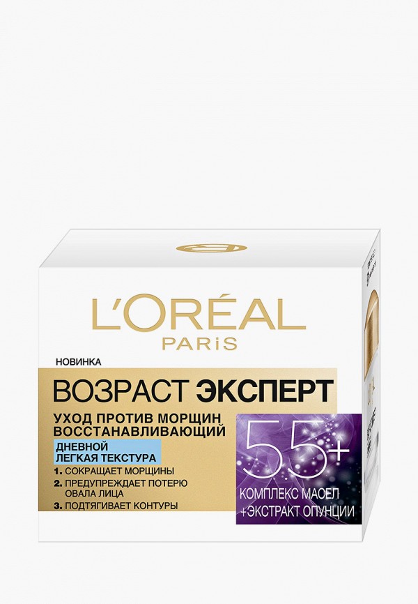 

Крем для лица L'Oreal Paris, "Возраст эксперт 55+" ,дневной,против морщин для лица, легкая текстура, восстанавливающий, 50 мл