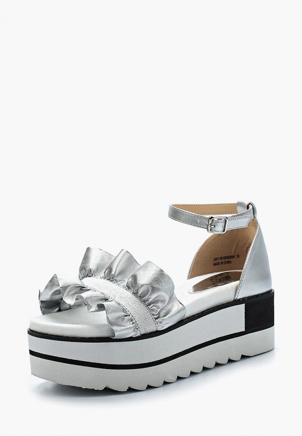 

Босоножки LOST INK, CHELSEA FRILL FLATFORM SANDAL, Серебряный