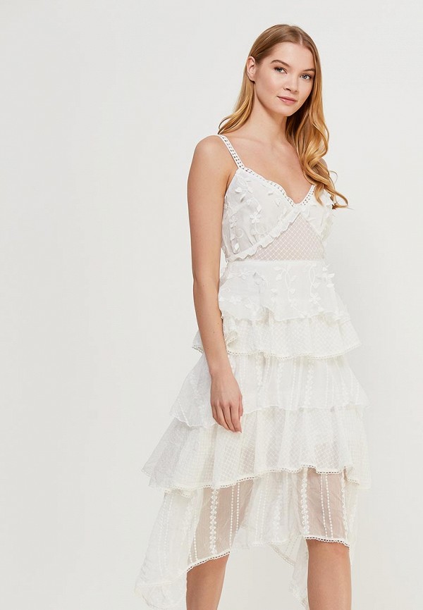 

Платье LOST INK, PANELLED EMBROIDERED FIT AND FLARE DRESS, Белый