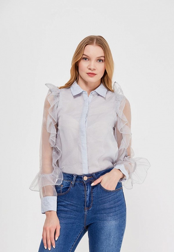 

Блуза Lost Ink, Голубой, ORGANZA RUFFLE SHIRT