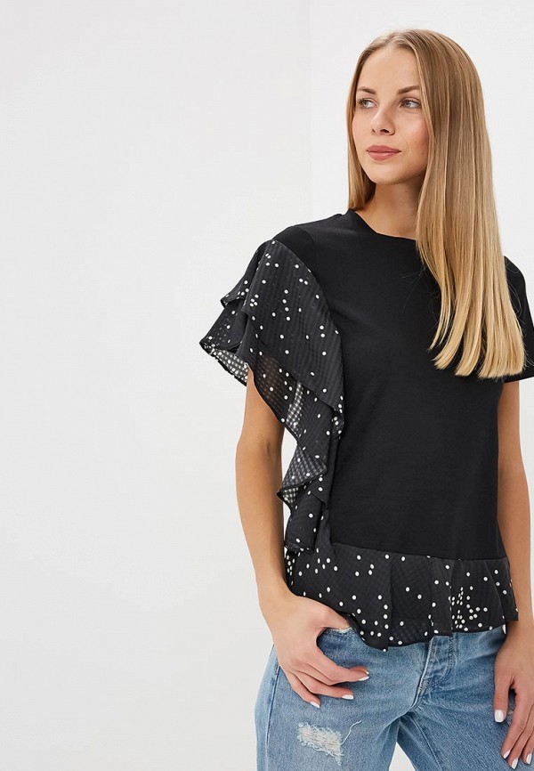 

Футболка LOST INK, SATIN RUFFLE TEE, Черный