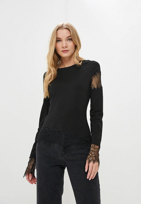 

Лонгслив LOST INK, LACE PLACEMENT TOP, Черный