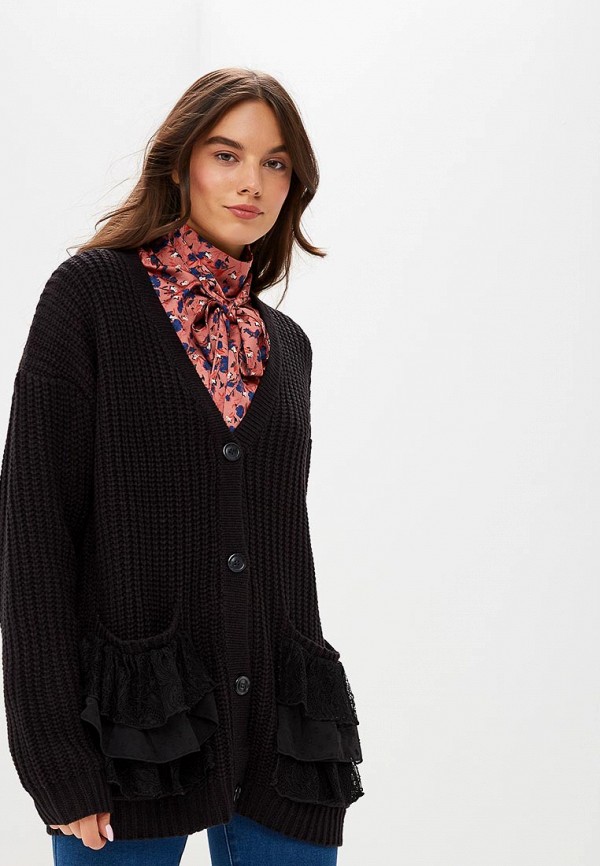 

Кардиган LOST INK, LACE POCKET CARDIGAN, Черный
