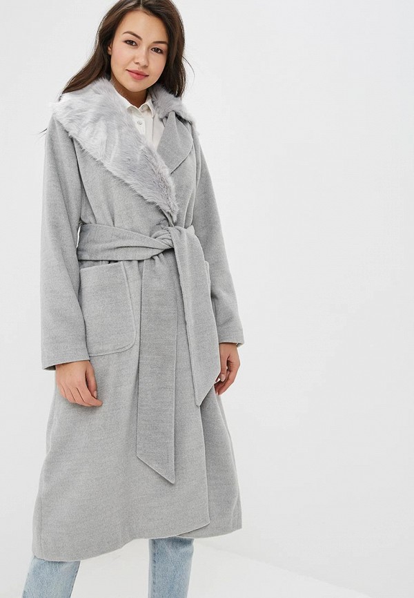 

Пальто LOST INK, Серый, FAUX FUR COLLAR TIE COAT
