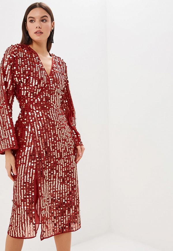 

Платье Lost Ink, Коричневый, ALL OVER SEQUIN WRAP COLUMN MIDI
