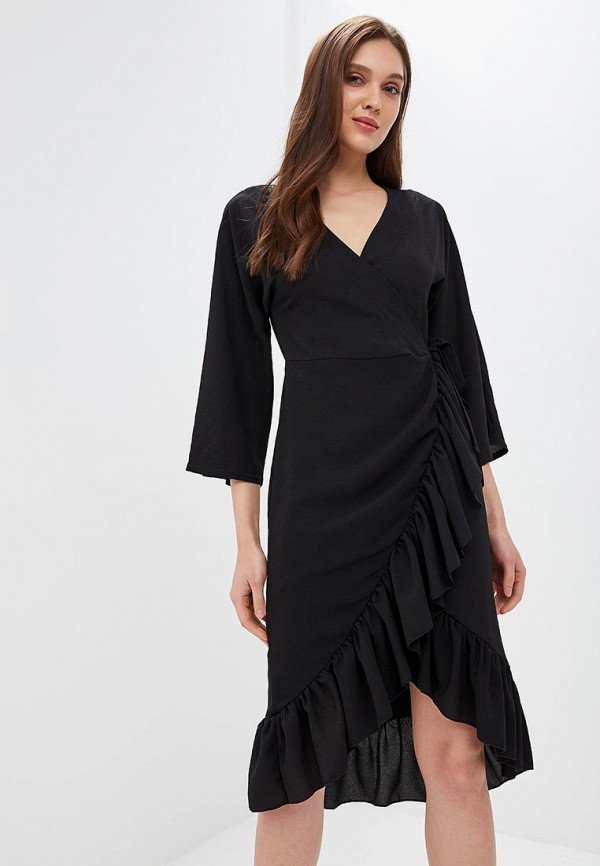 

Платье LOST INK, WRAP DRESS WITH RUFFLE HEM, Черный