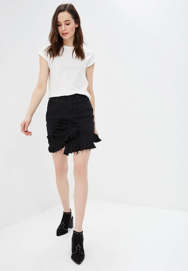

Юбка джинсовая LOST INK, FRILL DETAIL DENIM MINI, Черный