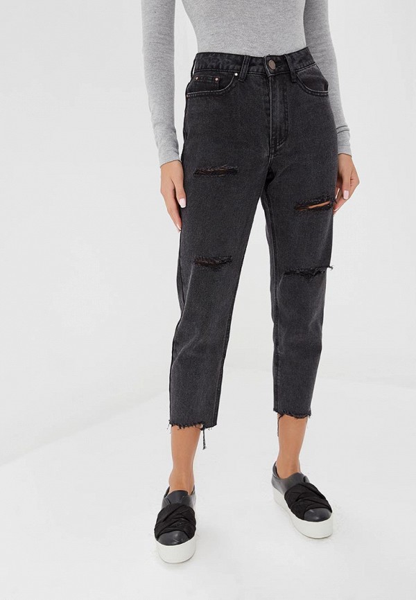 

Джинсы LOST INK, THE MOM IN WASHED BLACK WITH RIPS, Черный