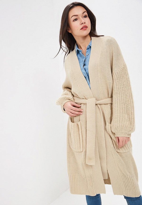 

Кардиган LOST INK, Бежевый, BALLOON SLEEVE LONG CARDIGAN