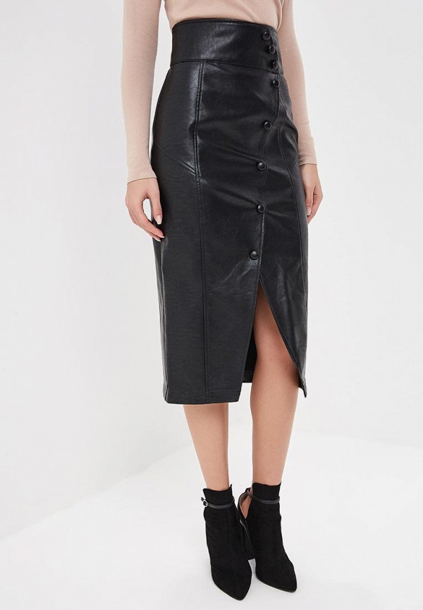 

Юбка LOST INK, MIDI SKIRT IN PU WITH BUTTON DETAIL, Черный