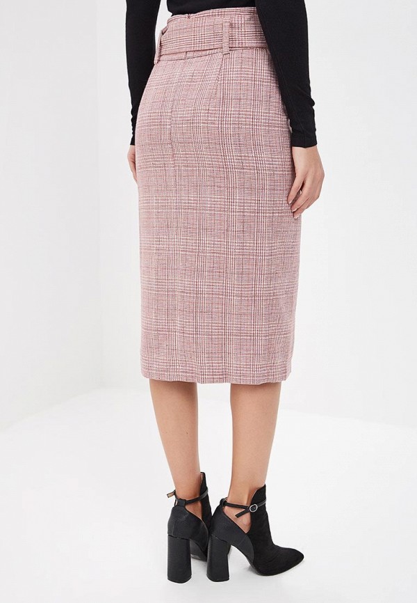 

Юбка Lost Ink, Розовый, PENCIL SKIRT IN CHECK WITH BELT DETAIL