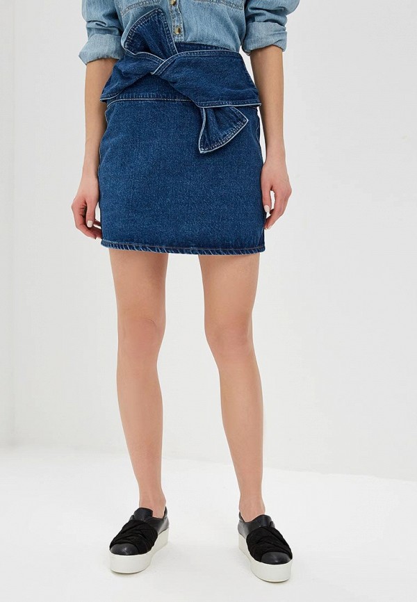 

Юбка джинсовая Lost Ink, Синий, DENIM MINI IN MID WASH WITH TIE FRONT