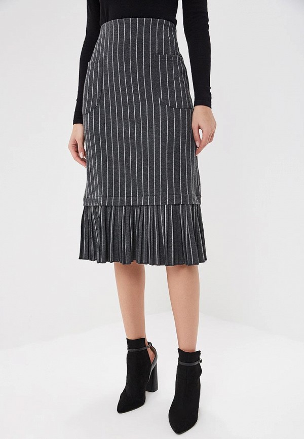 

Юбка LOST INK, Серый, MIDI SKIRT IN STRIPE WITH PLEATED HEM