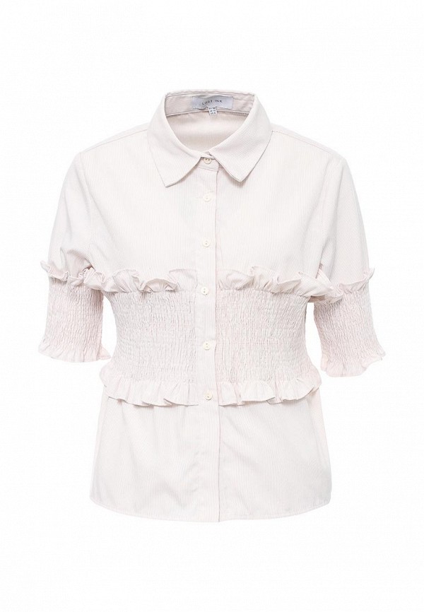 

Блуза Lost Ink, Бежевый, SHIRRED DETAIL STRIPE SHIRT