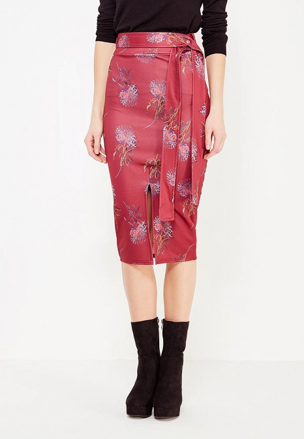 

Юбка Lost Ink, Бордовый, JUXTAPOSE FLORAL BELTED PENCIL