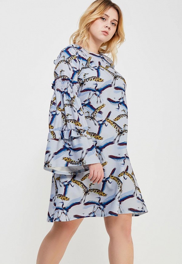 

Платье LOST INK PLUS, SWING DRESS IN LEOPARD BIRD PRINT, Голубой