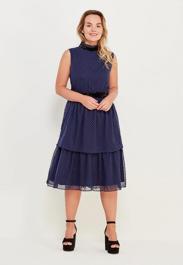 

Платье Lost Ink Plus, Синий, TIERED HEM DRESS IN METALLIC DOBBY