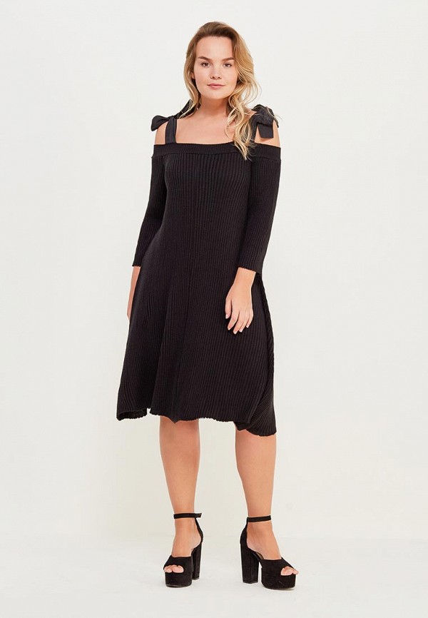

Платье Lost Ink Plus, Черный, KNITTED SKATER DRESS WITH WOVEN TIES