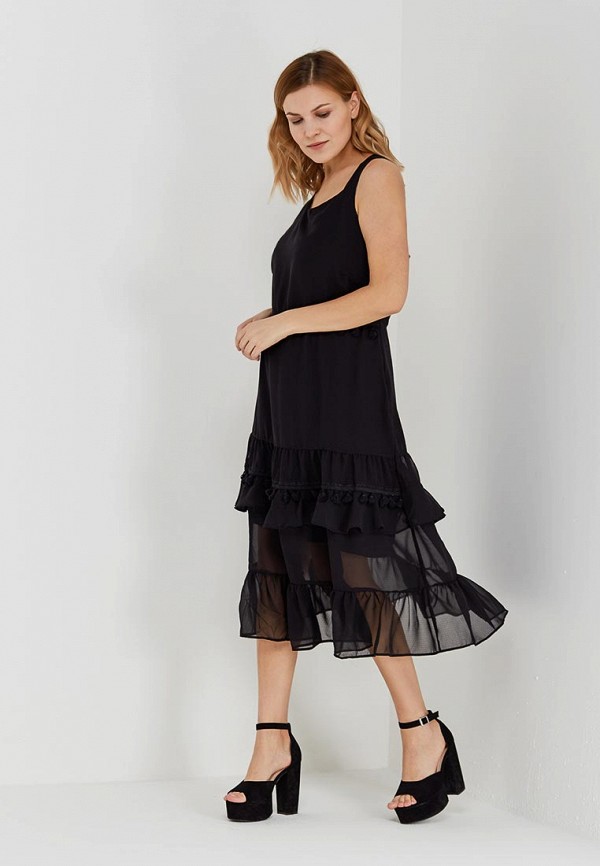 

Сарафан LOST INK PLUS, DRESS WITH TASSLE TRIM, Черный
